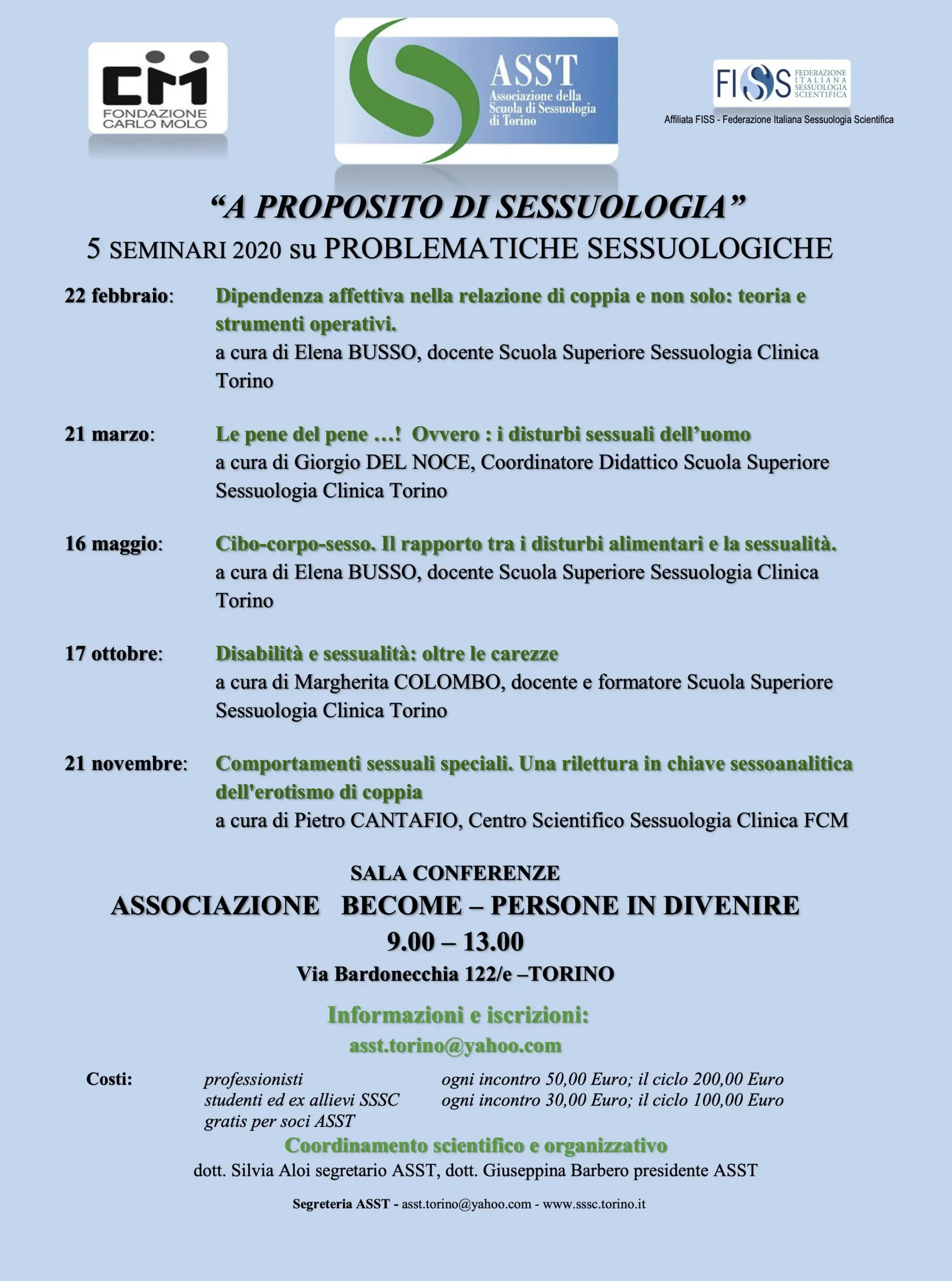 “A proposito di Sessuologia” – Seminari 2020